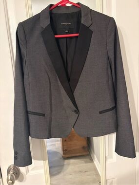 Banana Republic Gray Blazer with Black Satin Lapel